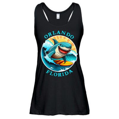 Orlando Florida Happy Surfing Shark Souvenir Ladies Essential Flowy Tank