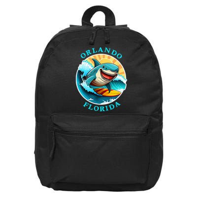 Orlando Florida Happy Surfing Shark Souvenir 16 in Basic Backpack