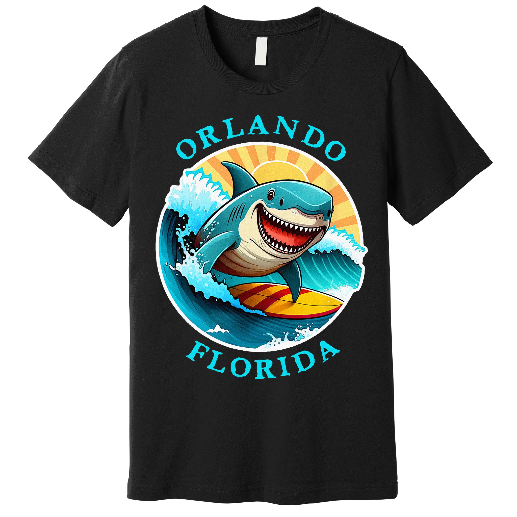 Orlando Florida Happy Surfing Shark Souvenir Premium T-Shirt