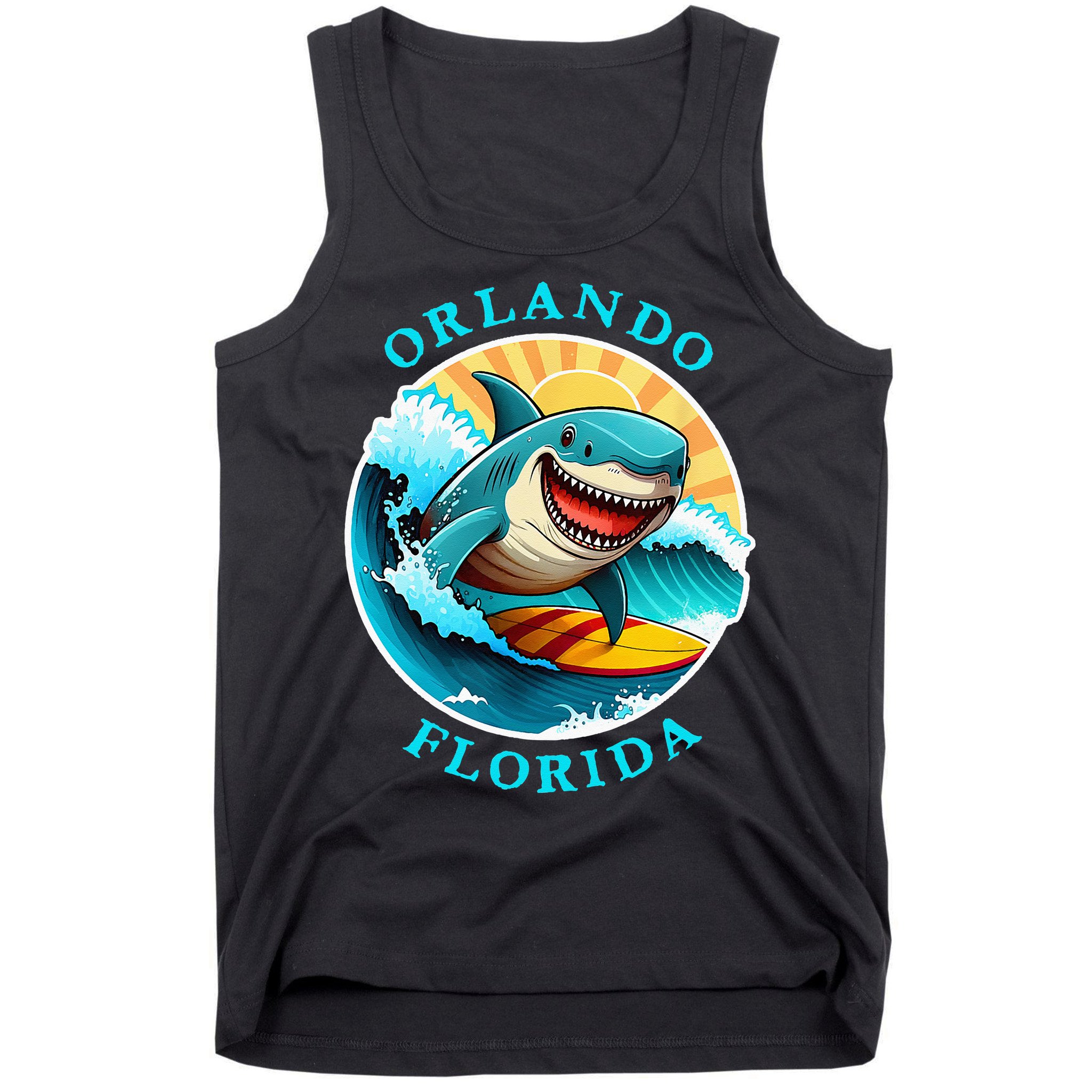 Orlando Florida Happy Surfing Shark Souvenir Tank Top
