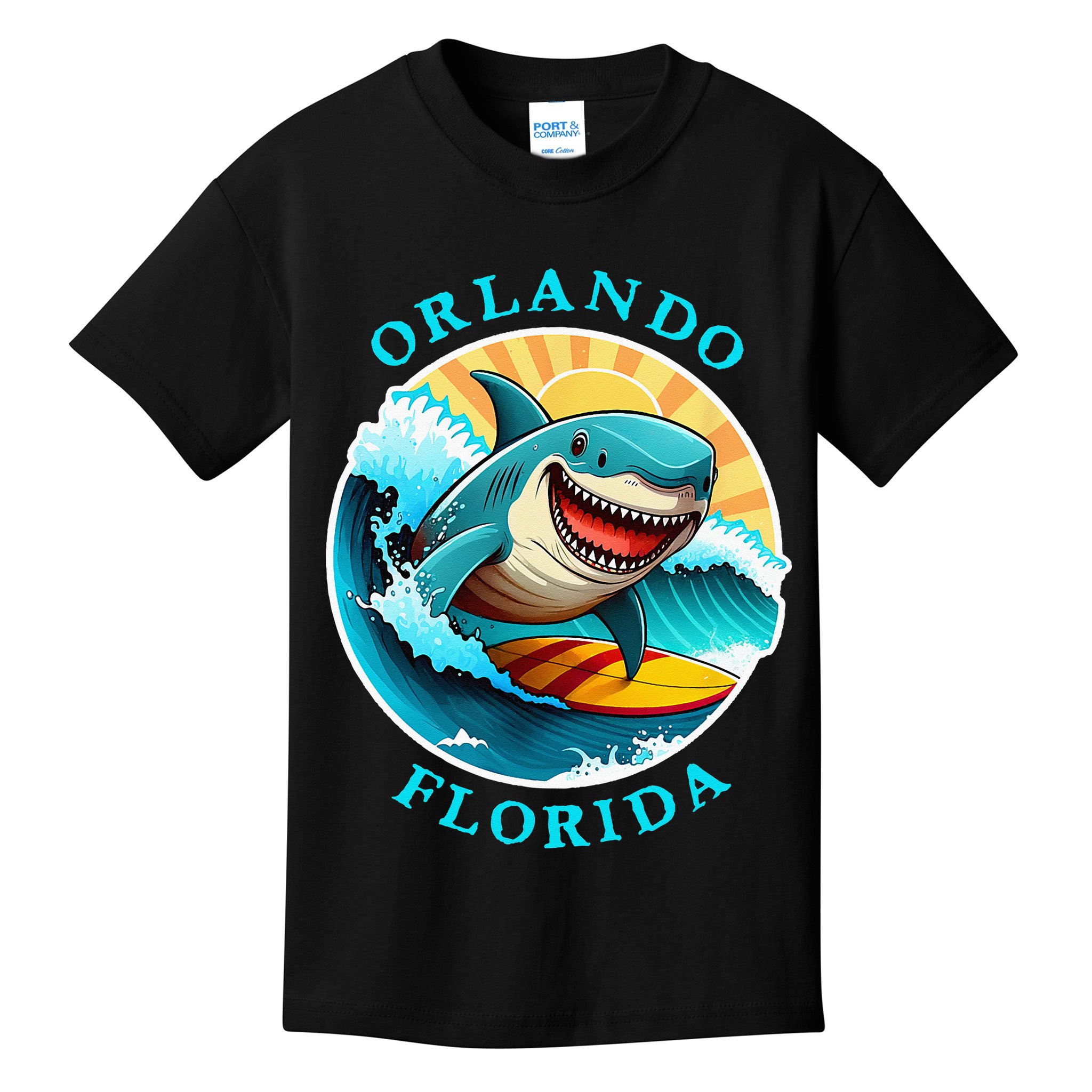 Orlando Florida Happy Surfing Shark Souvenir Kids T-Shirt