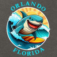 Orlando Florida Happy Surfing Shark Souvenir Cotton Canvas Backpack
