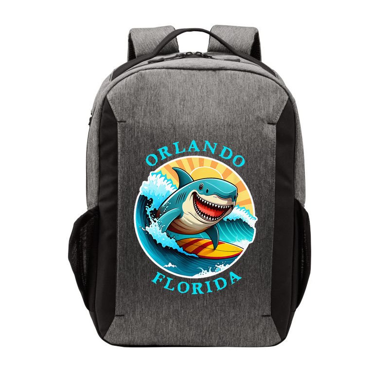 Orlando Florida Happy Surfing Shark Souvenir Vector Backpack