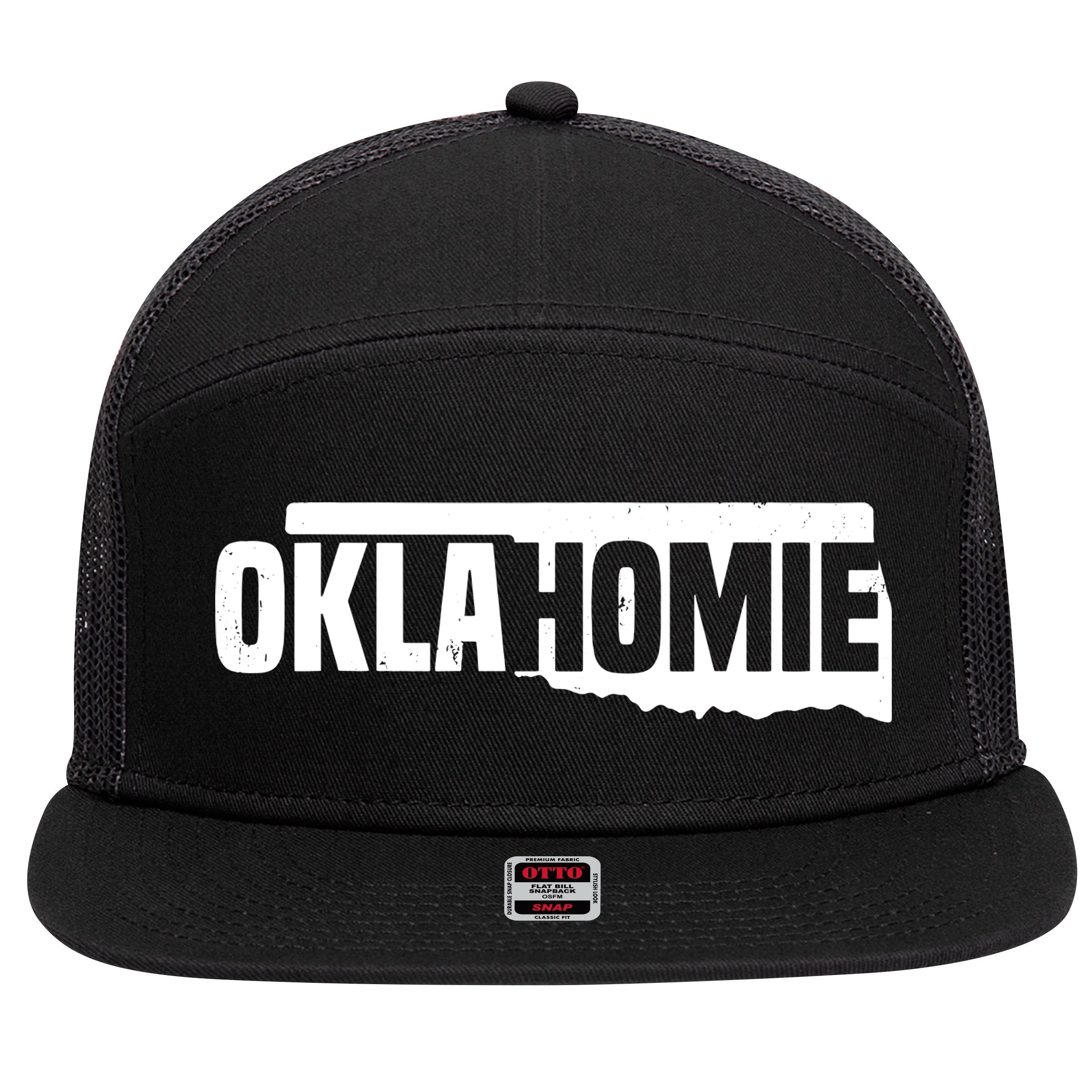 Oklahomie Funny Humor Oklahoma Pride Vintage Retro 7 Panel Mesh Trucker Snapback Hat