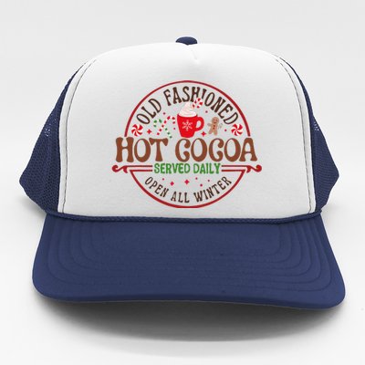 Old Fashioned Hot Cocoa Chocolate Retro Groovy Christmas Trucker Hat