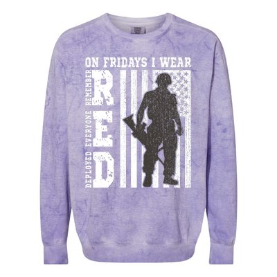 On Fridays I Wear Red USA Support American Troops Colorblast Crewneck Sweatshirt