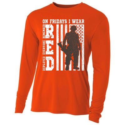 On Fridays I Wear Red USA Support American Troops Cooling Performance Long Sleeve Crew