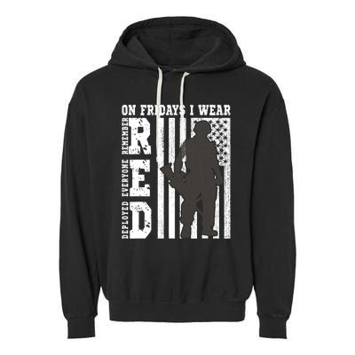 On Fridays I Wear Red USA Support American Troops Garment-Dyed Fleece Hoodie