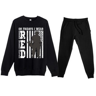 On Fridays I Wear Red USA Support American Troops Premium Crewneck Sweatsuit Set