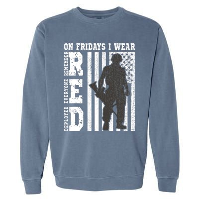 On Fridays I Wear Red USA Support American Troops Garment-Dyed Sweatshirt