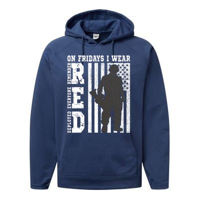 On Fridays I Wear Red USA Support American Troops Performance Fleece Hoodie