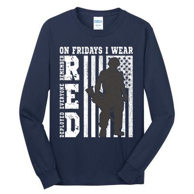 On Fridays I Wear Red USA Support American Troops Tall Long Sleeve T-Shirt