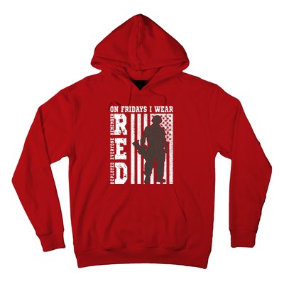 On Fridays I Wear Red USA Support American Troops Hoodie