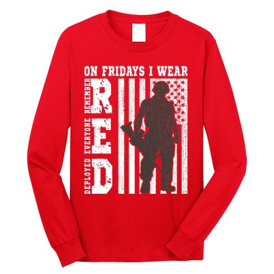 On Fridays I Wear Red USA Support American Troops Long Sleeve Shirt