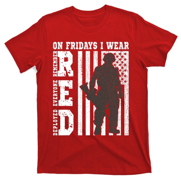 On Fridays I Wear Red USA Support American Troops T-Shirt