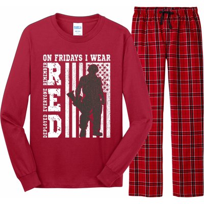 On Fridays I Wear Red USA Support American Troops Long Sleeve Pajama Set