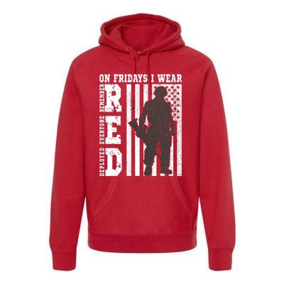 On Fridays I Wear Red USA Support American Troops Premium Hoodie