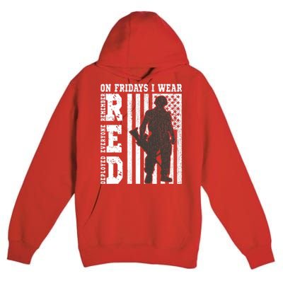 On Fridays I Wear Red USA Support American Troops Premium Pullover Hoodie