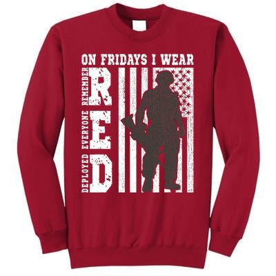 On Fridays I Wear Red USA Support American Troops Tall Sweatshirt