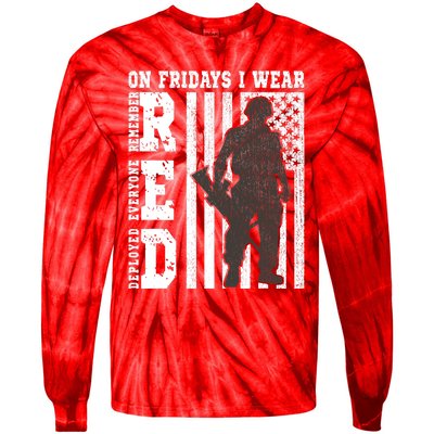 On Fridays I Wear Red USA Support American Troops Tie-Dye Long Sleeve Shirt