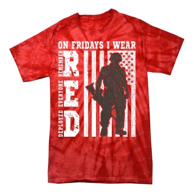 On Fridays I Wear Red USA Support American Troops Tie-Dye T-Shirt