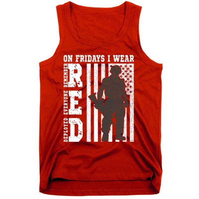 On Fridays I Wear Red USA Support American Troops Tank Top