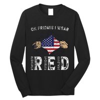 On Fridays I Wear Red USA Support American Troops Long Sleeve Shirt