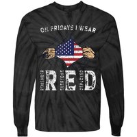 On Fridays I Wear Red USA Support American Troops Tie-Dye Long Sleeve Shirt