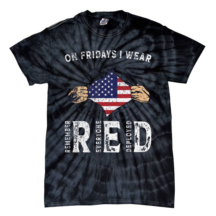 On Fridays I Wear Red USA Support American Troops Tie-Dye T-Shirt