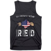 On Fridays I Wear Red USA Support American Troops Tank Top