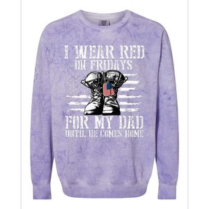 On Friday I Wear Red For My Dad Combat Boots Veteran Colorblast Crewneck Sweatshirt