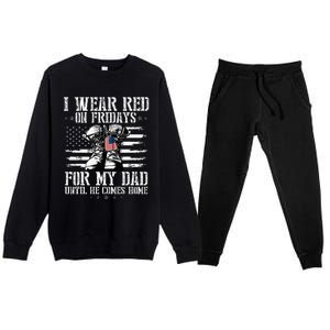 On Friday I Wear Red For My Dad Combat Boots Veteran Premium Crewneck Sweatsuit Set