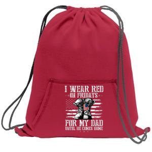 On Friday I Wear Red For My Dad Combat Boots Veteran Sweatshirt Cinch Pack Bag