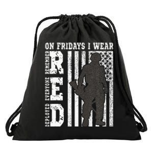 On Fridays I Wear Red Usa Support American Troops Drawstring Bag