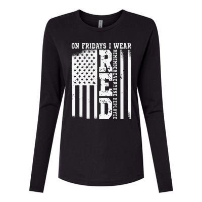 On Fridays I Wear Red USA Support American Troops Womens Cotton Relaxed Long Sleeve T-Shirt