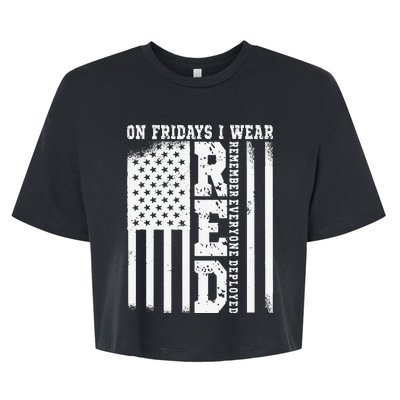 On Fridays I Wear Red USA Support American Troops Bella+Canvas Jersey Crop Tee