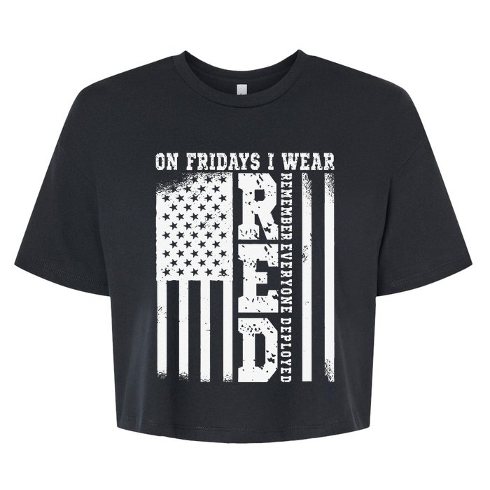 On Fridays I Wear Red USA Support American Troops Bella+Canvas Jersey Crop Tee