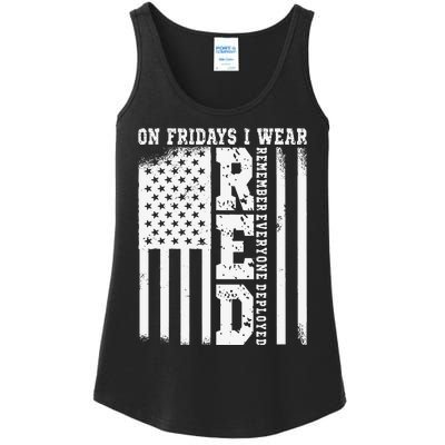 On Fridays I Wear Red USA Support American Troops Ladies Essential Tank