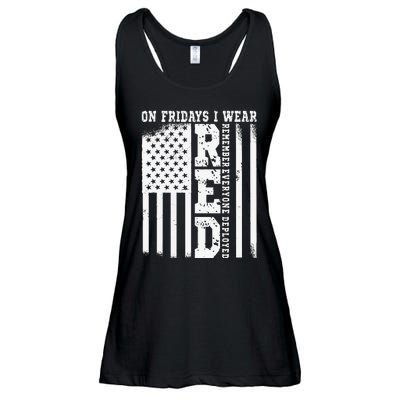 On Fridays I Wear Red USA Support American Troops Ladies Essential Flowy Tank