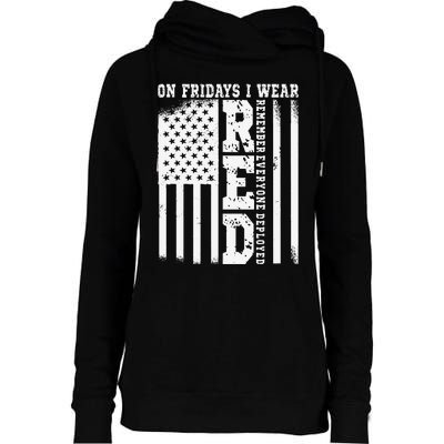 On Fridays I Wear Red USA Support American Troops Womens Funnel Neck Pullover Hood