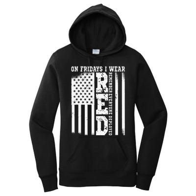 On Fridays I Wear Red USA Support American Troops Women's Pullover Hoodie