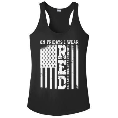 On Fridays I Wear Red USA Support American Troops Ladies PosiCharge Competitor Racerback Tank