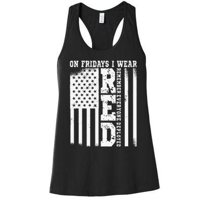 On Fridays I Wear Red USA Support American Troops Women's Racerback Tank