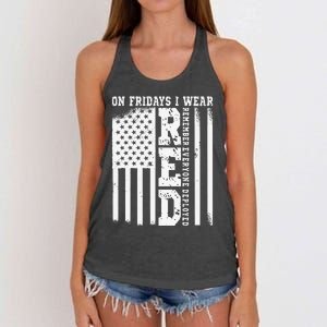 On Fridays I Wear Red USA Support American Troops Women's Knotted Racerback Tank