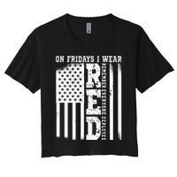 On Fridays I Wear Red USA Support American Troops Women's Crop Top Tee