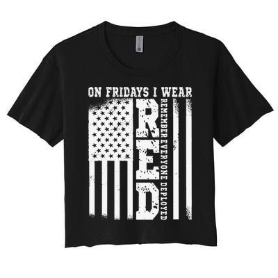 On Fridays I Wear Red USA Support American Troops Women's Crop Top Tee