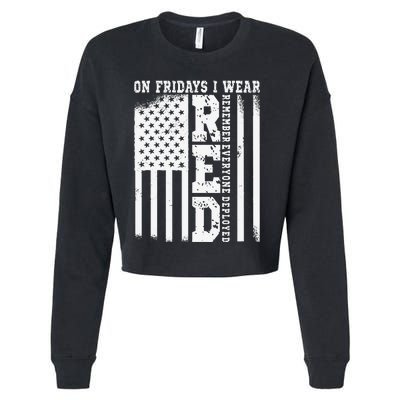 On Fridays I Wear Red USA Support American Troops Cropped Pullover Crew