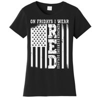 On Fridays I Wear Red USA Support American Troops Women's T-Shirt