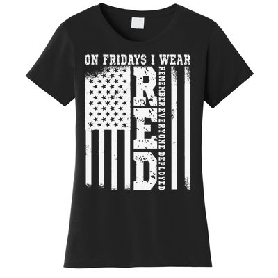 On Fridays I Wear Red USA Support American Troops Women's T-Shirt