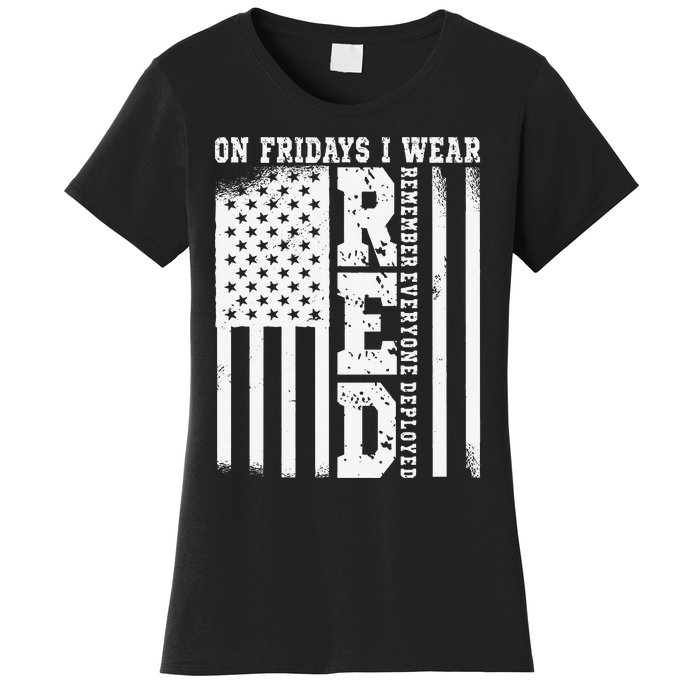 On Fridays I Wear Red USA Support American Troops Women's T-Shirt